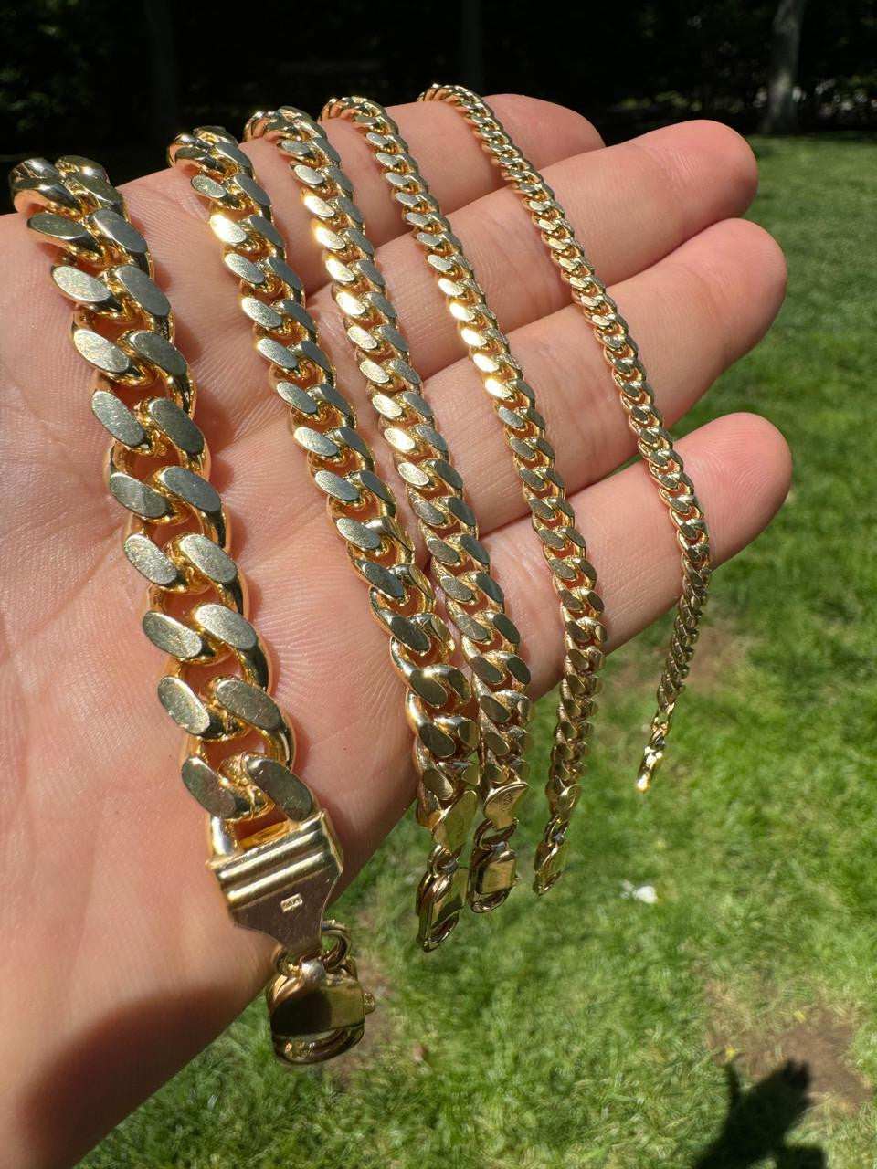 HarlemBling Miami Cuban Link Chain Necklace Lobster Clasp - Yellow Gold Vermeil 925 Sterling Silver - 16"-30" - 2mm-12mm