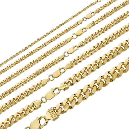 HarlemBling Miami Cuban Link Chain Necklace Lobster Clasp - Yellow Gold Vermeil 925 Sterling Silver - 16"-30" - 2mm-12mm