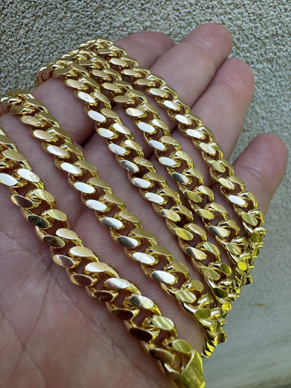 HarlemBling Miami Cuban Link Chain Necklace Lobster Clasp - Yellow Gold Vermeil 925 Sterling Silver - 16"-30" - 2mm-12mm