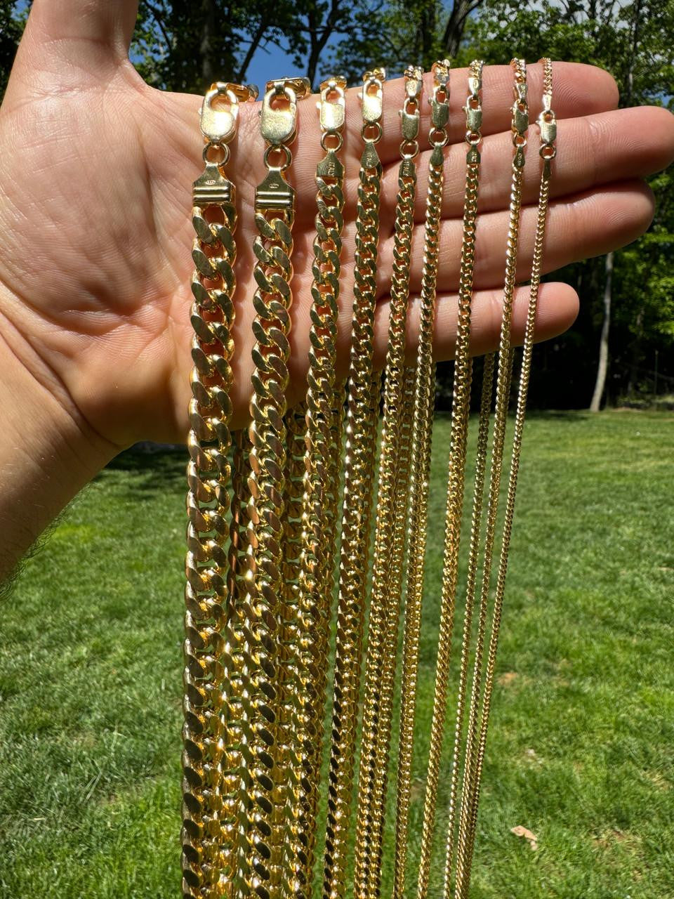 HarlemBling Miami Cuban Link Chain Necklace Lobster Clasp - Yellow Gold Vermeil 925 Sterling Silver - 16"-30" - 2mm-12mm