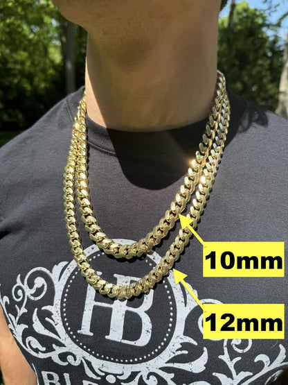 HarlemBling Miami Cuban Link Chain Necklace Lobster Clasp - Yellow Gold Vermeil 925 Sterling Silver - 16"-30" - 2mm-12mm