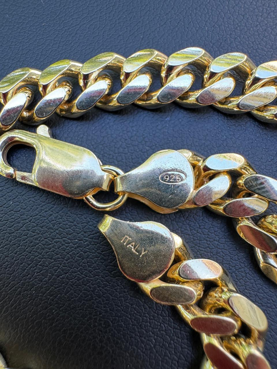HarlemBling Miami Cuban Link Chain Necklace Lobster Clasp - Yellow Gold Vermeil 925 Sterling Silver - 16"-30" - 2mm-12mm