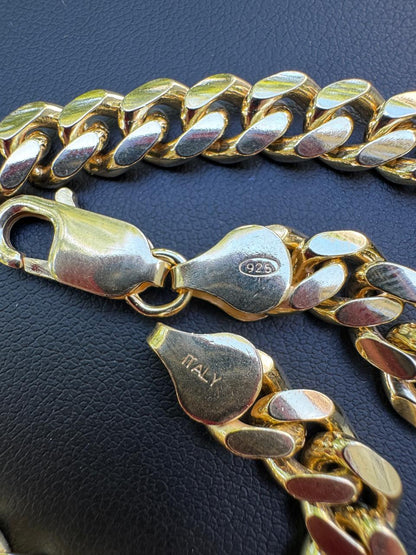 HarlemBling Miami Cuban Link Chain Necklace Lobster Clasp - Yellow Gold Vermeil 925 Sterling Silver - 16"-30" - 2mm-12mm