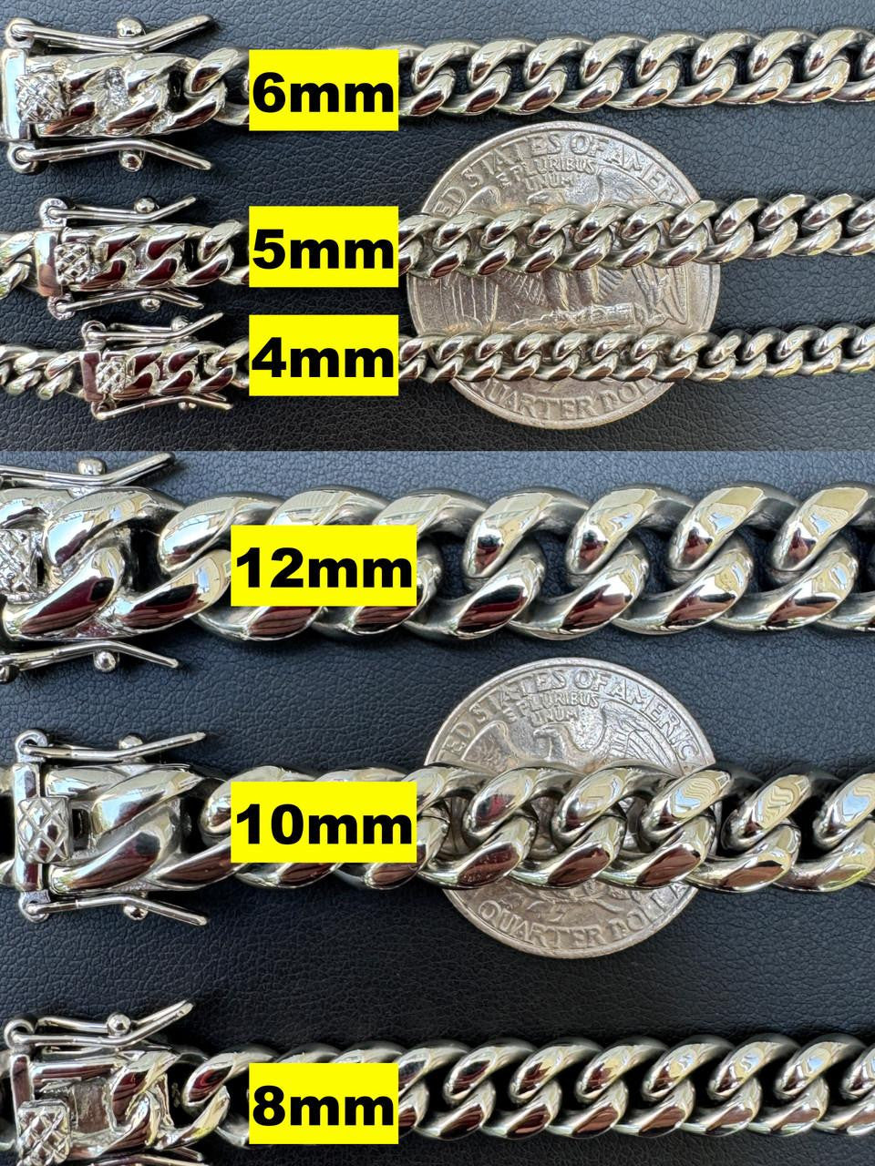 HarlemBling Miami Cuban Link Chain Necklace - Stainless Steel - 16"-36" - 4mm-18mm
