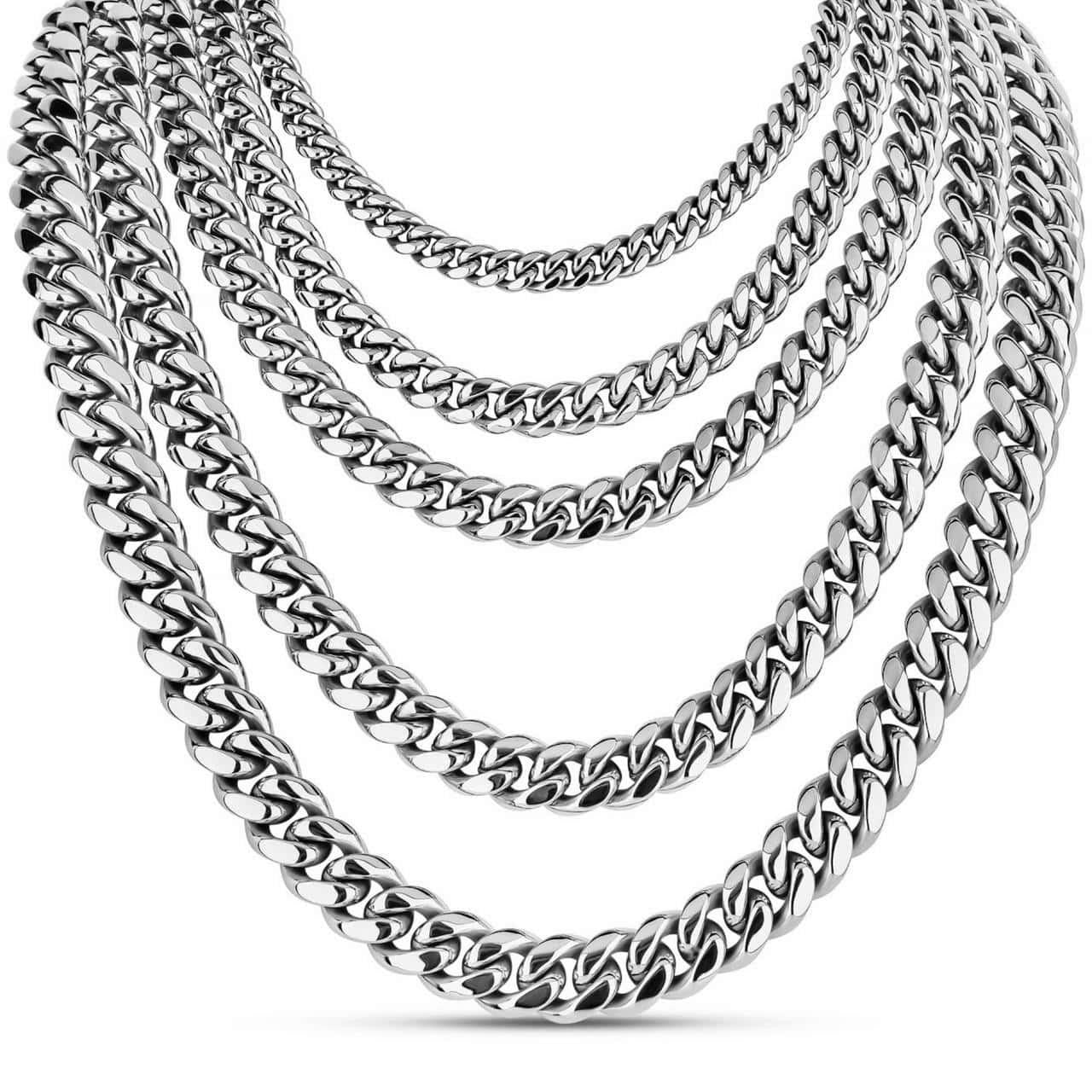 HarlemBling Miami Cuban Link Chain Necklace - Stainless Steel - 16"-36" - 4mm-18mm