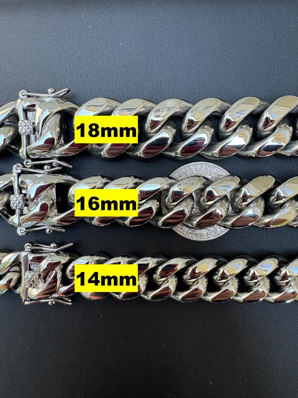 HarlemBling Miami Cuban Link Chain Necklace - Stainless Steel - 16"-36" - 4mm-18mm