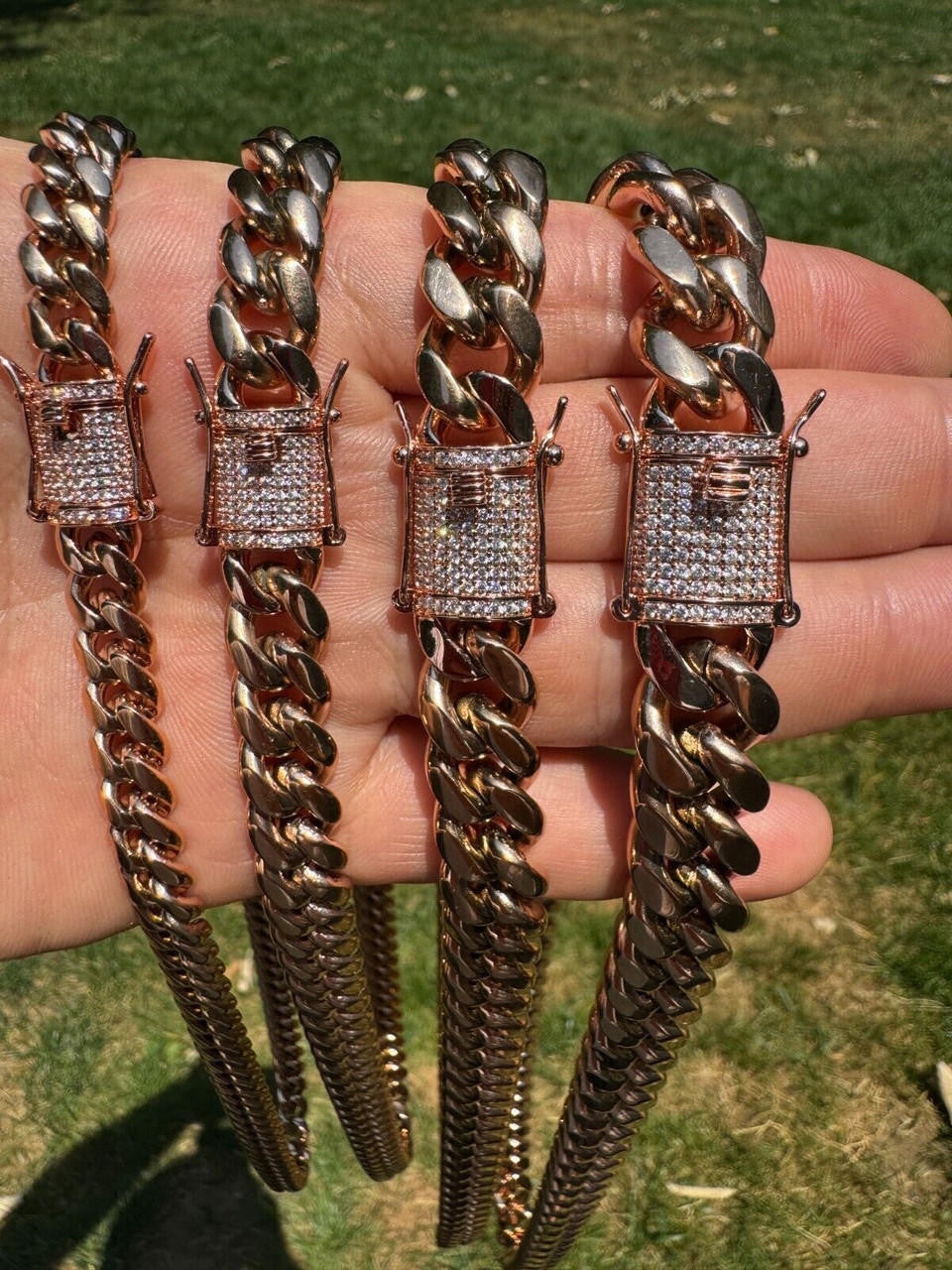 Miami Cuban Link Chain Necklace W. CZ Clasp - Rose Gold Plated