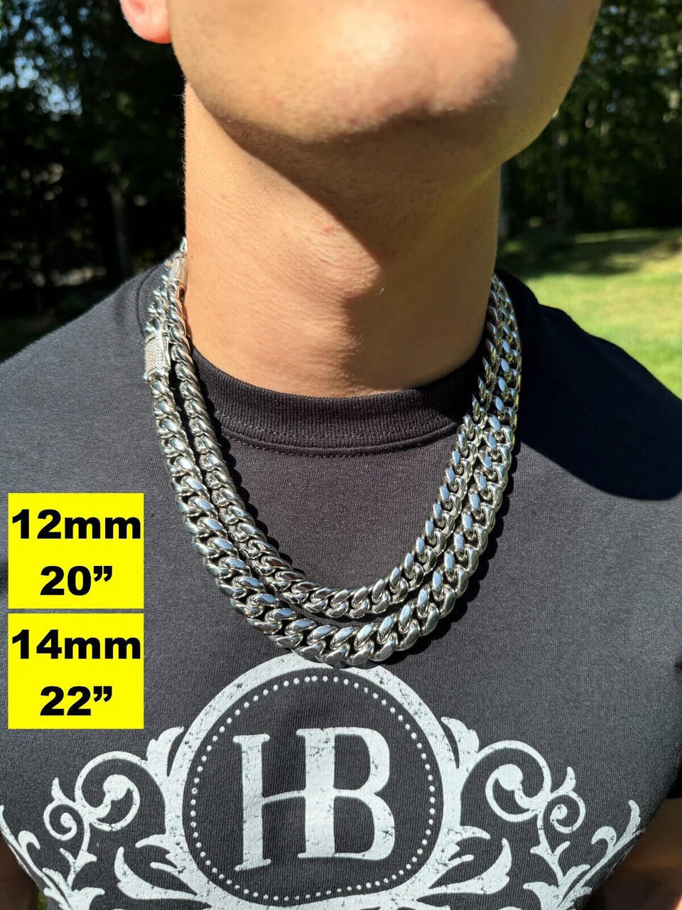 Miami Cuban Link Chain Necklace W. CZ Clasp - Stainless Steel W