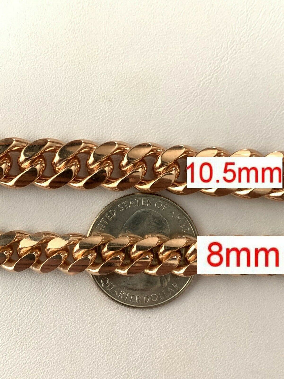 HarlemBling Miami Cuban Link Chain Or Bracelet 14k Rose Gold Over Solid 925 Silver Box Lock