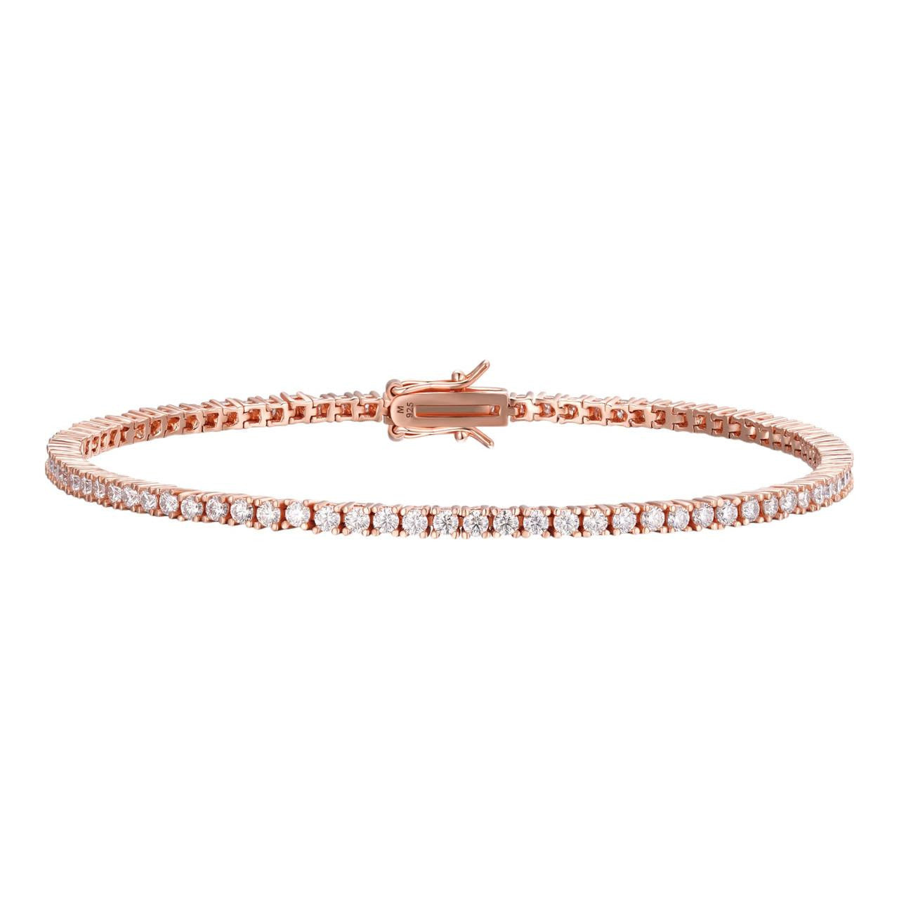HarlemBling Micro Tennis Bracelet Iced Out CZ Stones - 14k Rose Gold Vermeil 925 Silver - 2mm - 6-8.5"