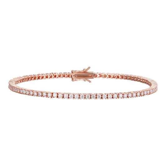 HarlemBling Micro Tennis Bracelet Iced Out CZ Stones - 14k Rose Gold Vermeil 925 Silver - 2mm - 6-8.5"