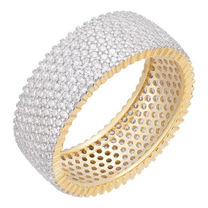 HarlemBling Micropave Eternity Bling Ring - 14k Gold Vermeil 925 Silver - CZ Stones