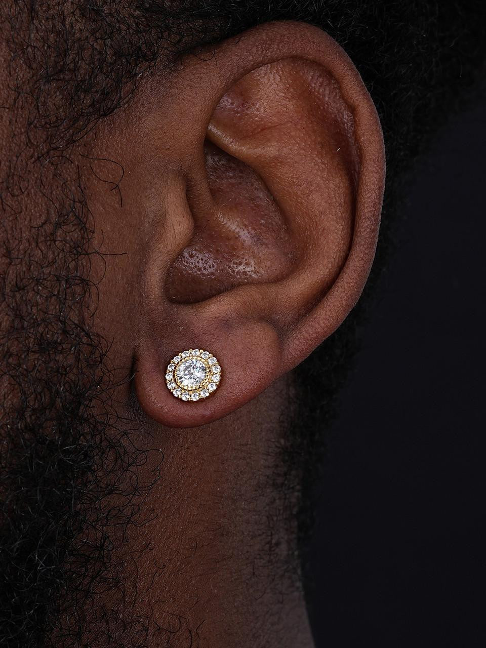 HarlemBling Midnight Moonlight Earrings - 14k Gold Vermeil 925 Silver - CZ Stones - 9.5mm