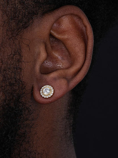 HarlemBling Midnight Moonlight Earrings - 14k Gold Vermeil 925 Silver - CZ Stones - 9.5mm