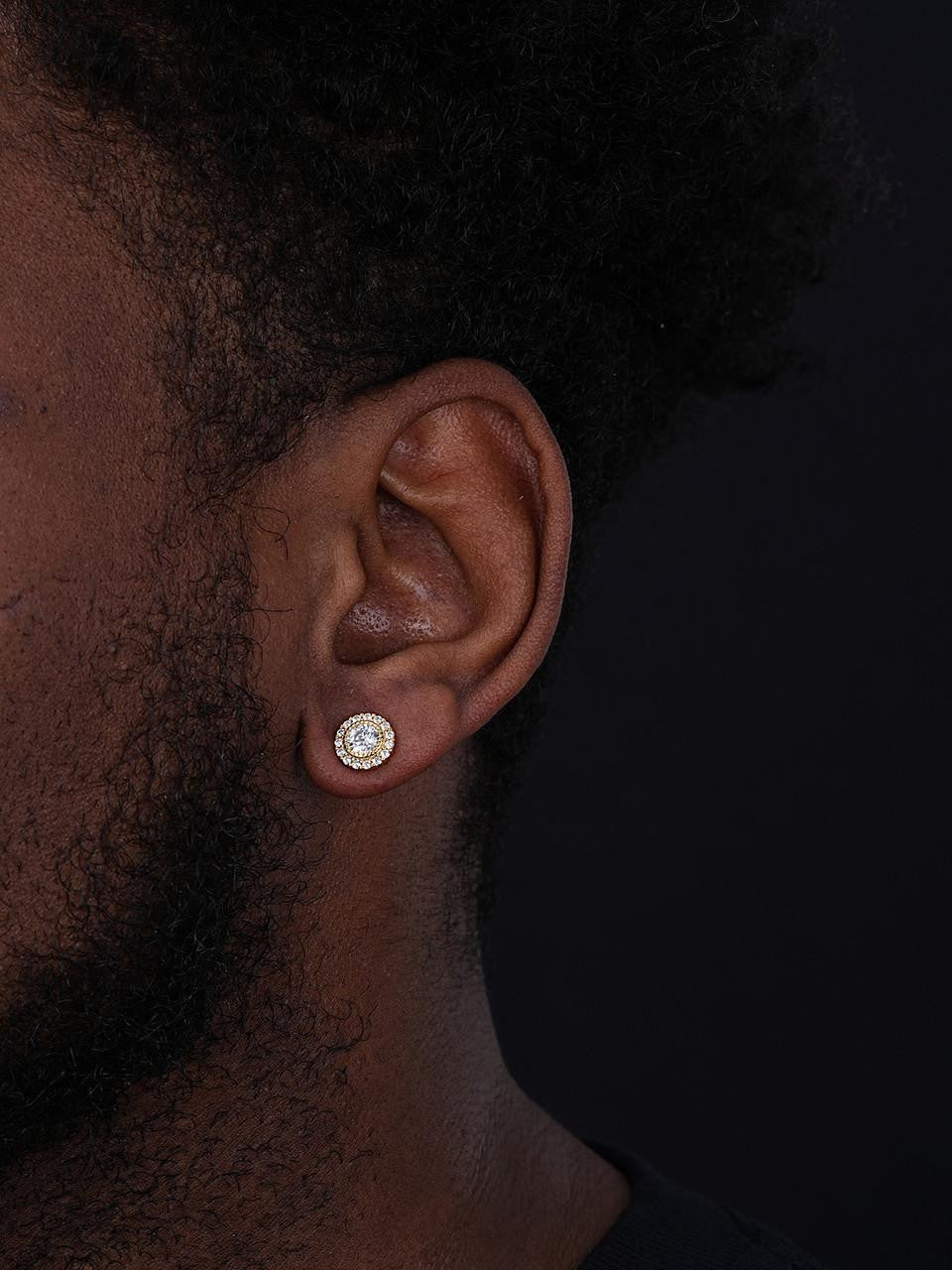 HarlemBling Midnight Moonlight Earrings - 14k Gold Vermeil 925 Silver - CZ Stones - 9.5mm