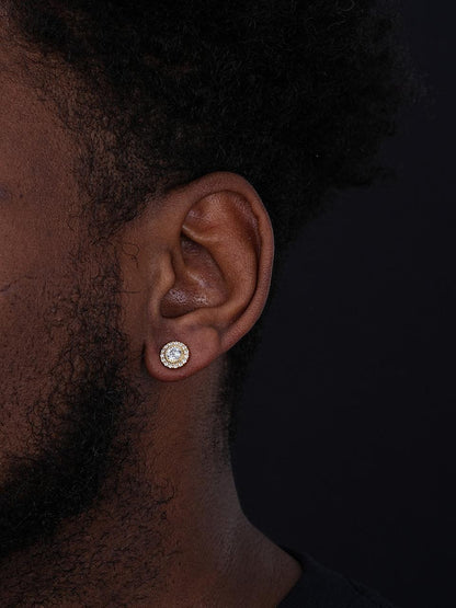 HarlemBling Midnight Moonlight Earrings - 14k Gold Vermeil 925 Silver - CZ Stones - 9.5mm