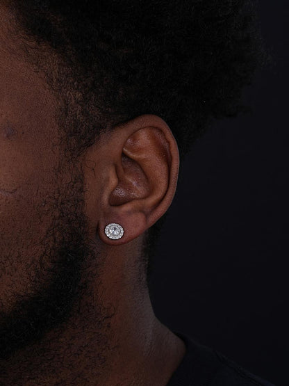 HarlemBling Midnight Moonlight Earrings - 925 Silver - CZ Stones - 9.5mm