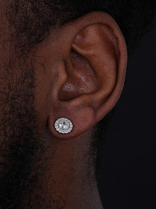 HarlemBling Midnight Moonlight Earrings - 925 Silver - CZ Stones - 9.5mm