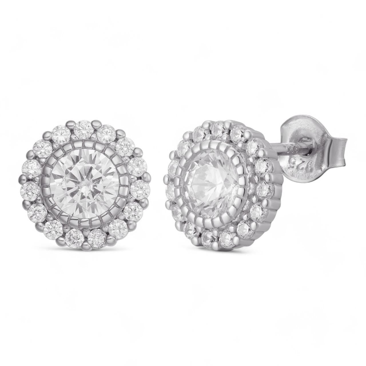 HarlemBling Midnight Moonlight Earrings - 925 Silver - CZ Stones - 9.5mm