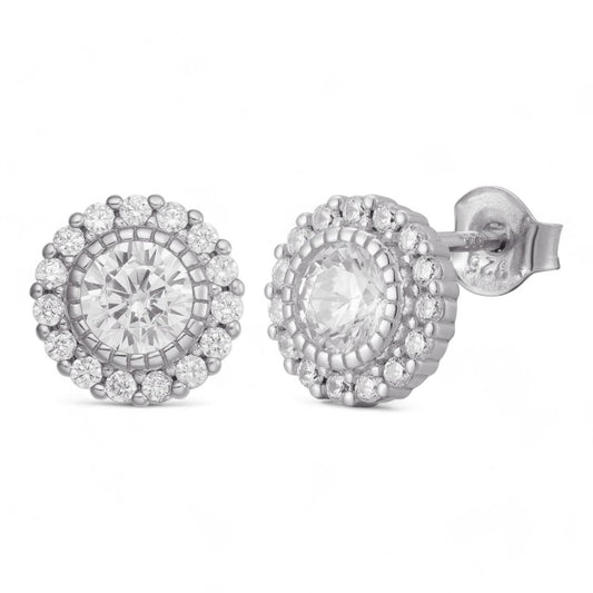HarlemBling Midnight Moonlight Earrings - 925 Silver - CZ Stones - 9.5mm