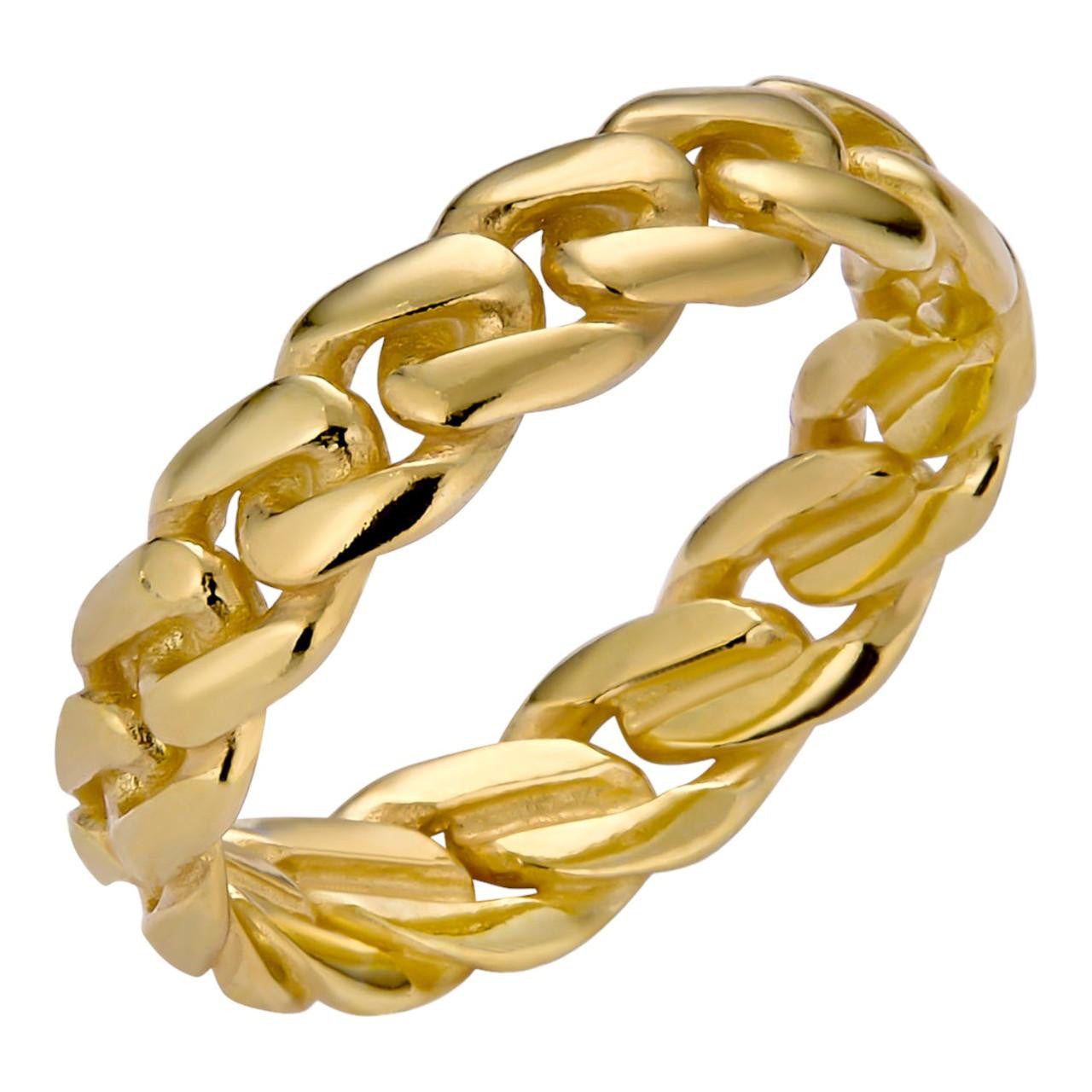 HarlemBling Mini Plain Cuban Link Ring - Timeless Classic - 14k Gold Vermeil 925 Silver