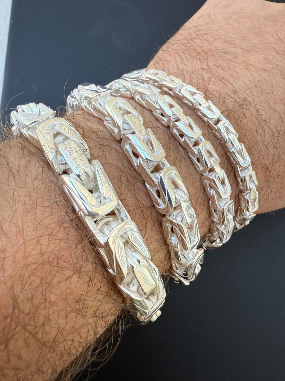 Modern Byzantine Link Bracelet W. Box Lock - 925 Sterling Silver