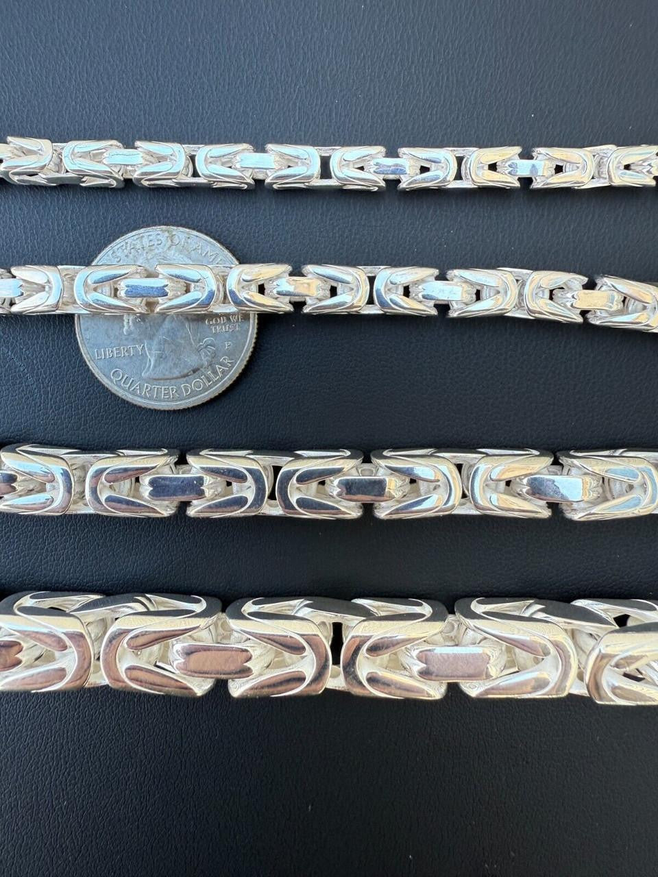 HarlemBling Modern Byzantine Link Bracelet W. Box Lock - 925 Sterling Silver -7"-9" - 5mm-10mm