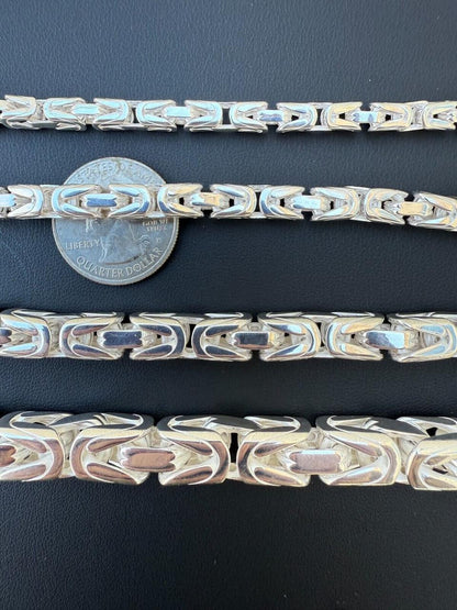 HarlemBling Modern Byzantine Link Bracelet W. Box Lock - 925 Sterling Silver -7"-9" - 5mm-10mm