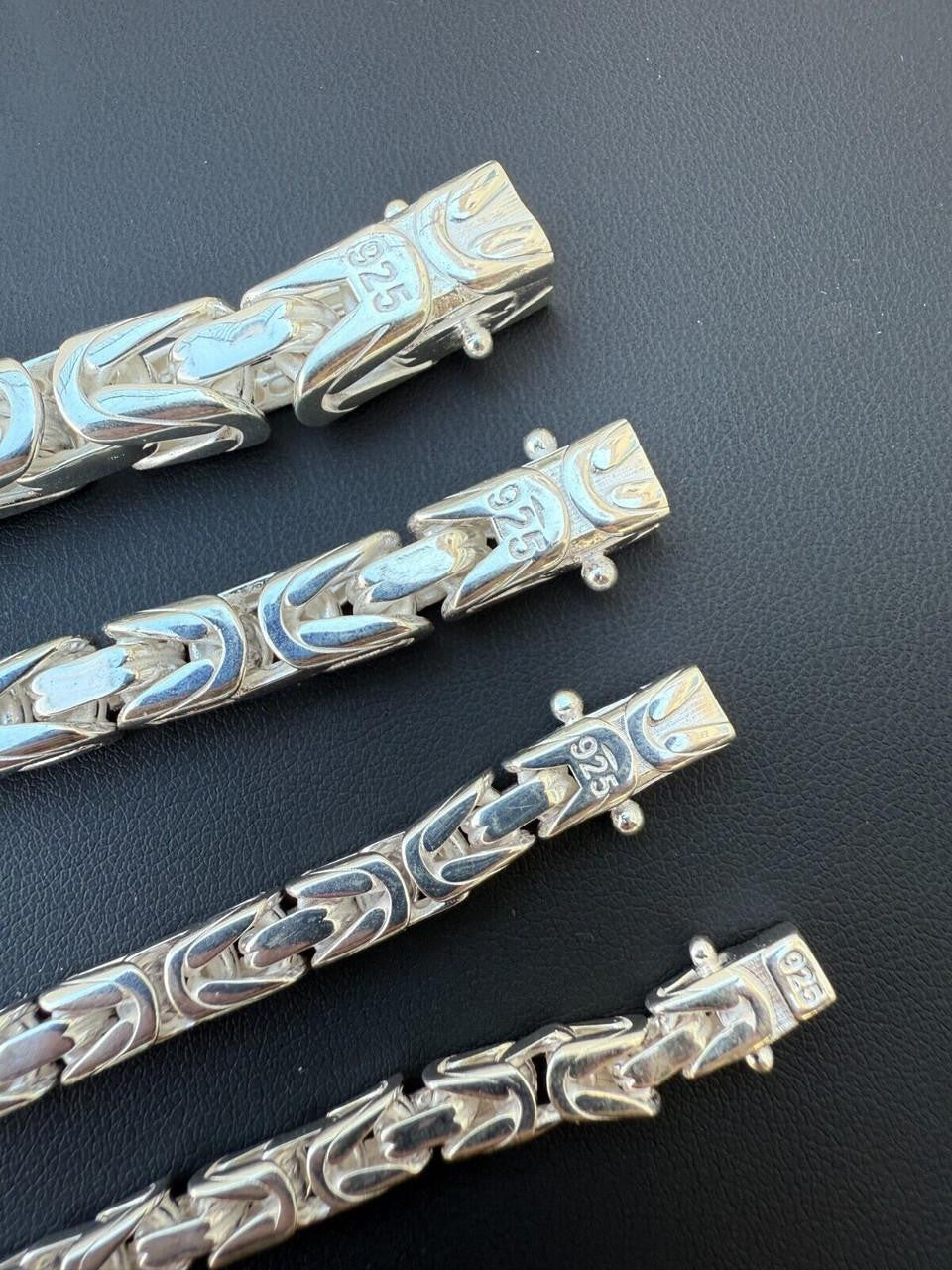 HarlemBling Modern Byzantine Link Bracelet W. Box Lock - 925 Sterling Silver -7"-9" - 5mm-10mm