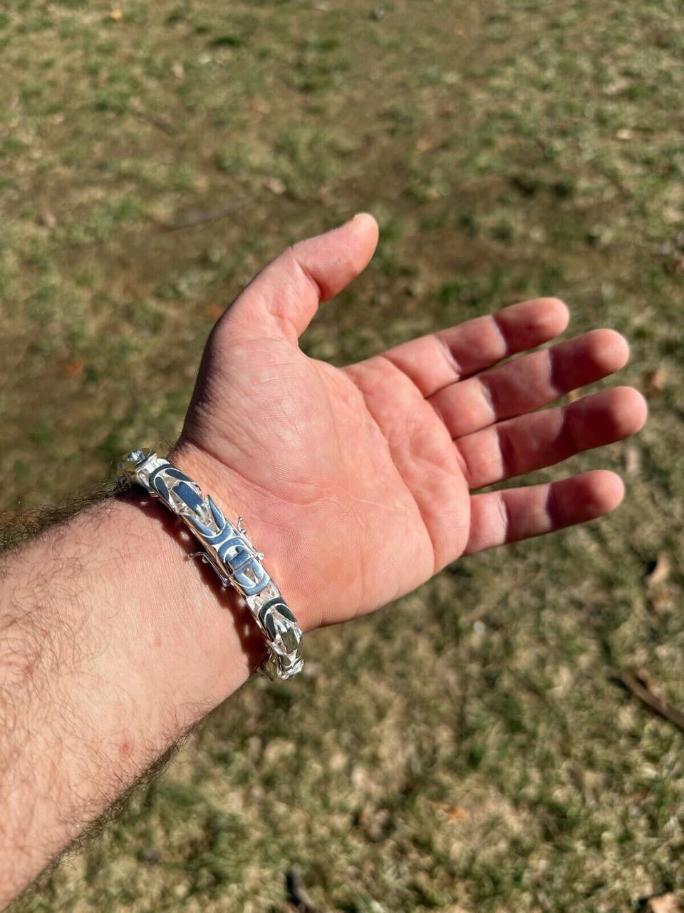 HarlemBling Modern Byzantine Link Bracelet W. Box Lock - 925 Sterling Silver -7"-9" - 5mm-10mm