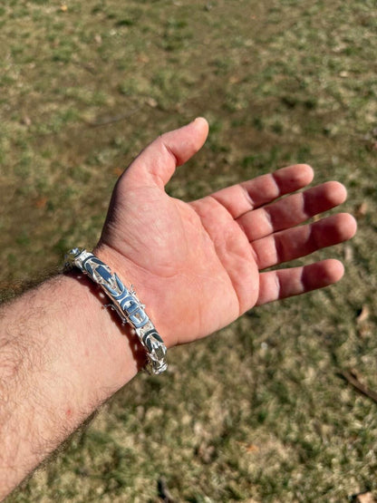 HarlemBling Modern Byzantine Link Bracelet W. Box Lock - 925 Sterling Silver -7"-9" - 5mm-10mm