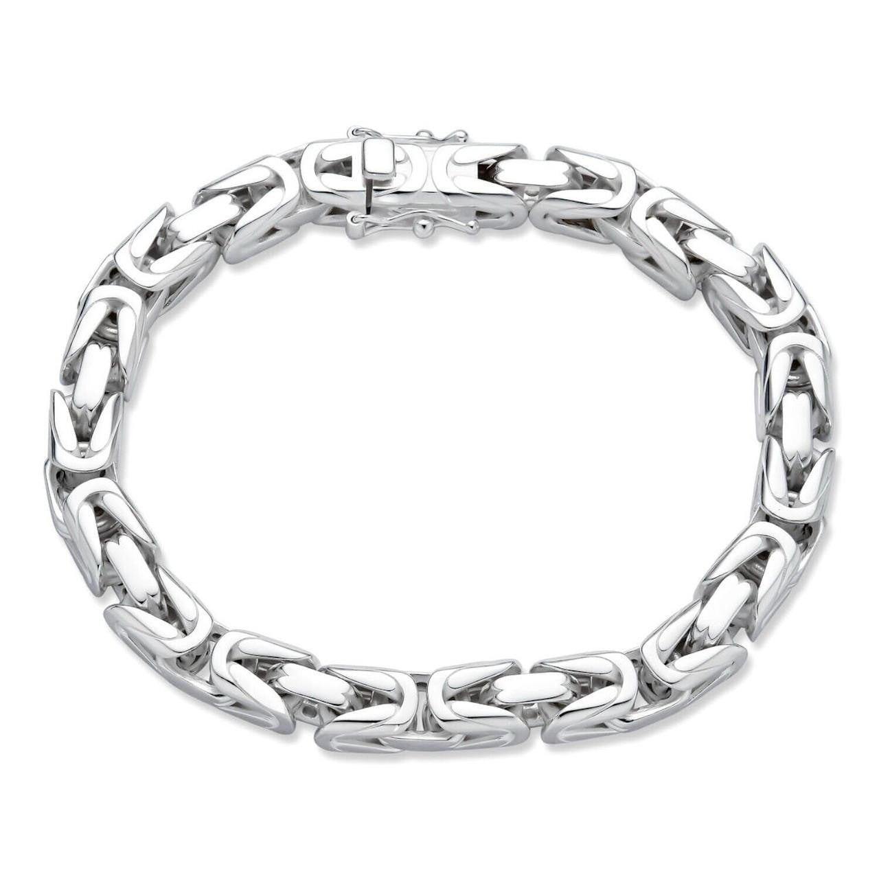 HarlemBling Modern Byzantine Link Bracelet W. Box Lock - 925 Sterling Silver -7"-9" - 5mm-10mm