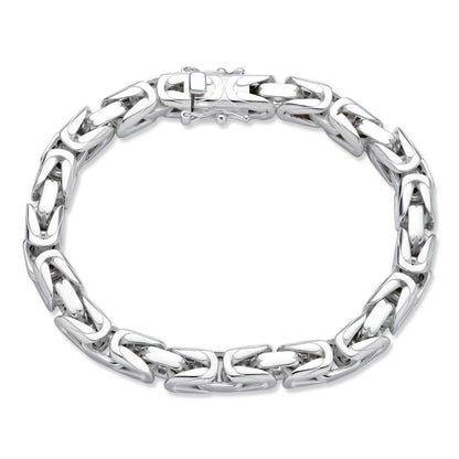 HarlemBling Modern Byzantine Link Bracelet W. Box Lock - 925 Sterling Silver -7"-9" - 5mm-10mm