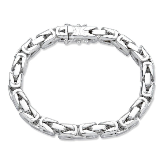 HarlemBling Modern Byzantine Link Bracelet W. Box Lock - 925 Sterling Silver -7"-9" - 5mm-10mm