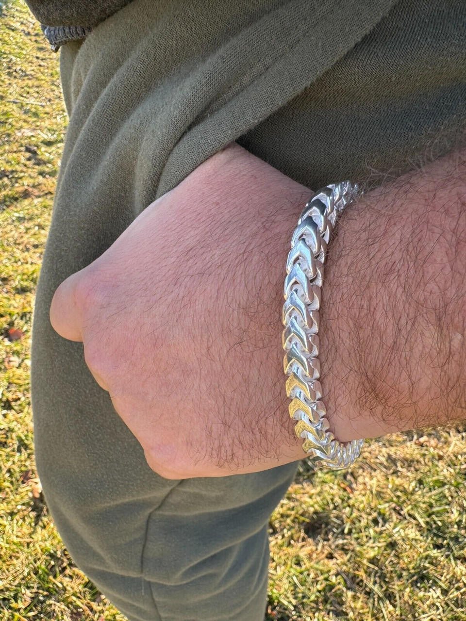 HarlemBling Modern Franco Link Bracelet W. Box Lock - 925 Sterling Silver - 7"-9" - 4mm-10mm