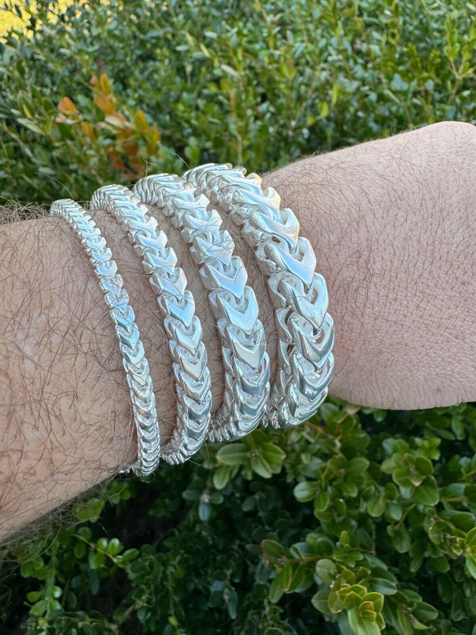 HarlemBling Modern Franco Link Bracelet W. Box Lock - 925 Sterling Silver - 7"-9" - 4mm-10mm