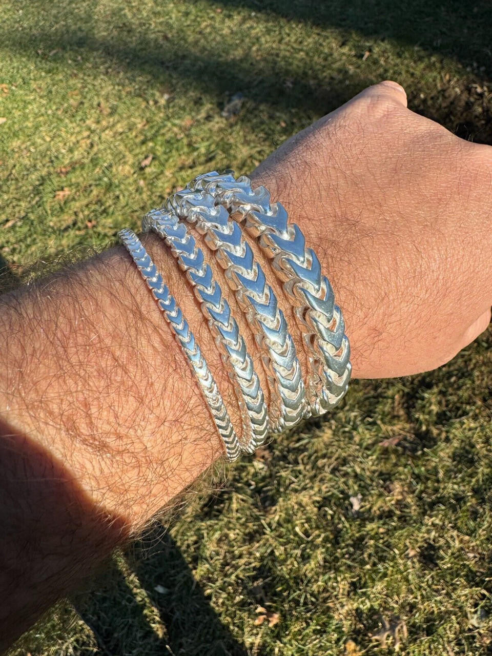 HarlemBling Modern Franco Link Bracelet W. Box Lock - 925 Sterling Silver - 7"-9" - 4mm-10mm