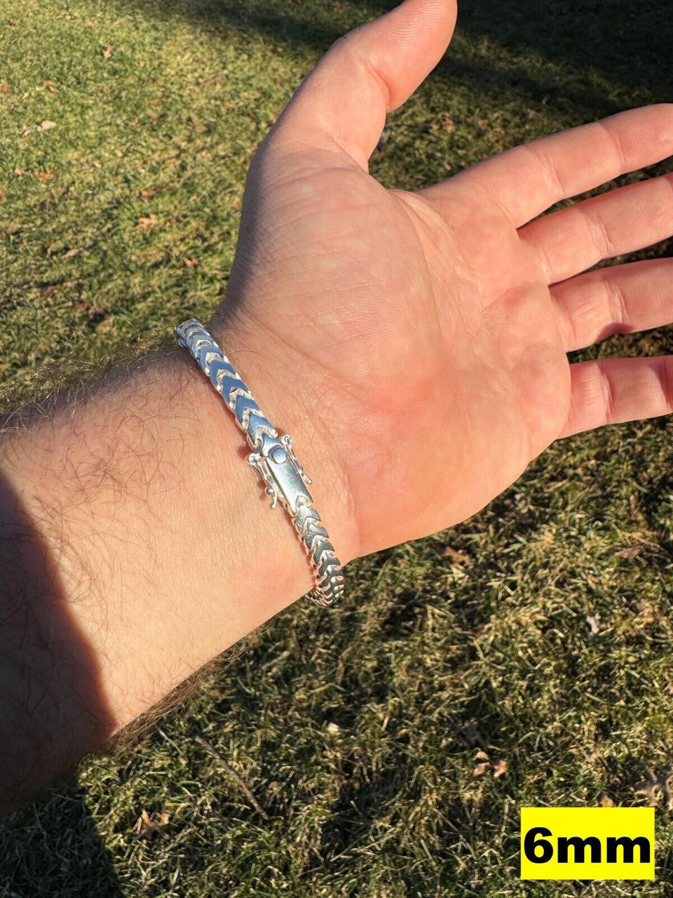 HarlemBling Modern Franco Link Bracelet W. Box Lock - 925 Sterling Silver - 7"-9" - 4mm-10mm