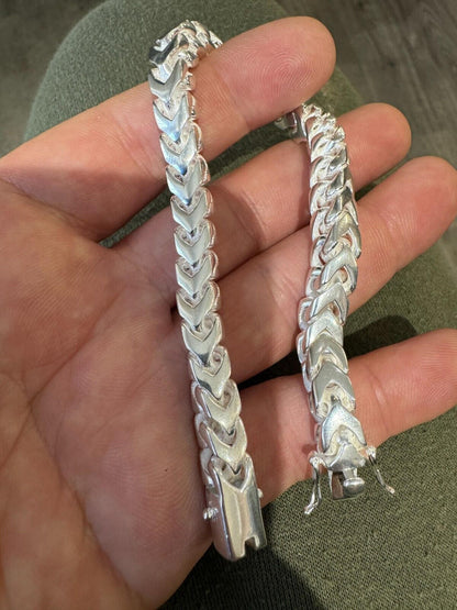 HarlemBling Modern Franco Link Bracelet W. Box Lock - 925 Sterling Silver - 7"-9" - 4mm-10mm