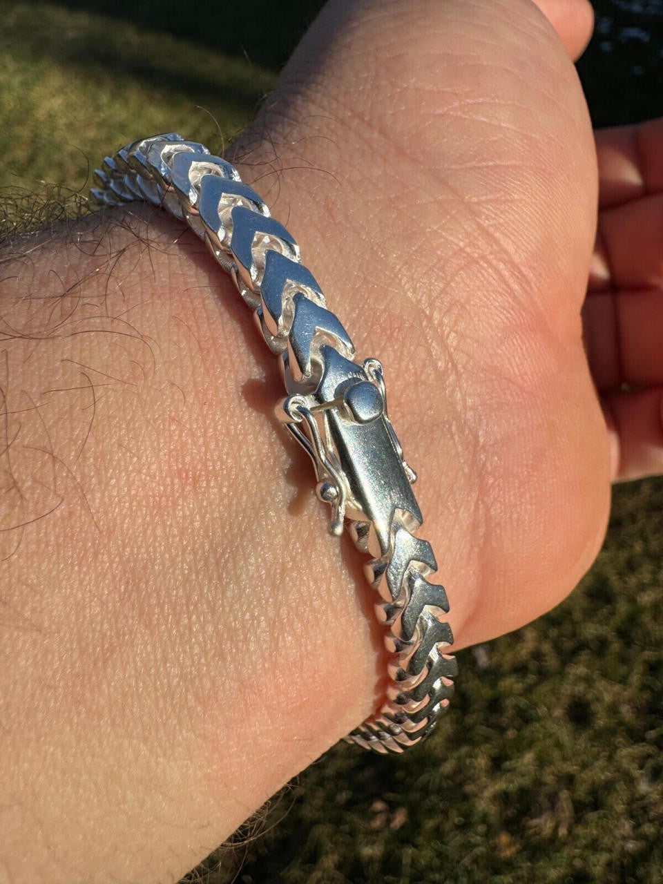 HarlemBling Modern Franco Link Bracelet W. Box Lock - 925 Sterling Silver - 7"-9" - 4mm-10mm