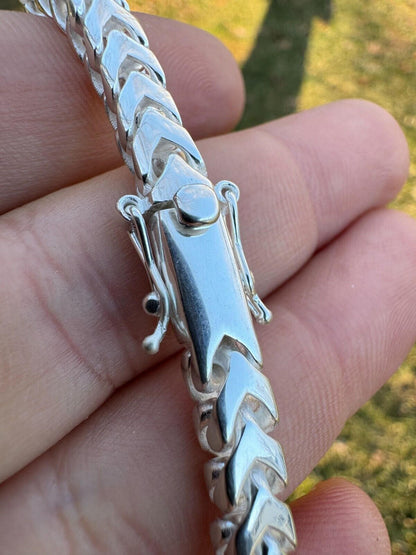 HarlemBling Modern Franco Link Bracelet W. Box Lock - 925 Sterling Silver - 7"-9" - 4mm-10mm