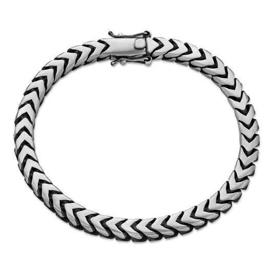 HarlemBling Modern Franco Link Bracelet W. Box Lock - 925 Sterling Silver Oxidized Gunmetal - 7"-9" - 4mm-10mm
