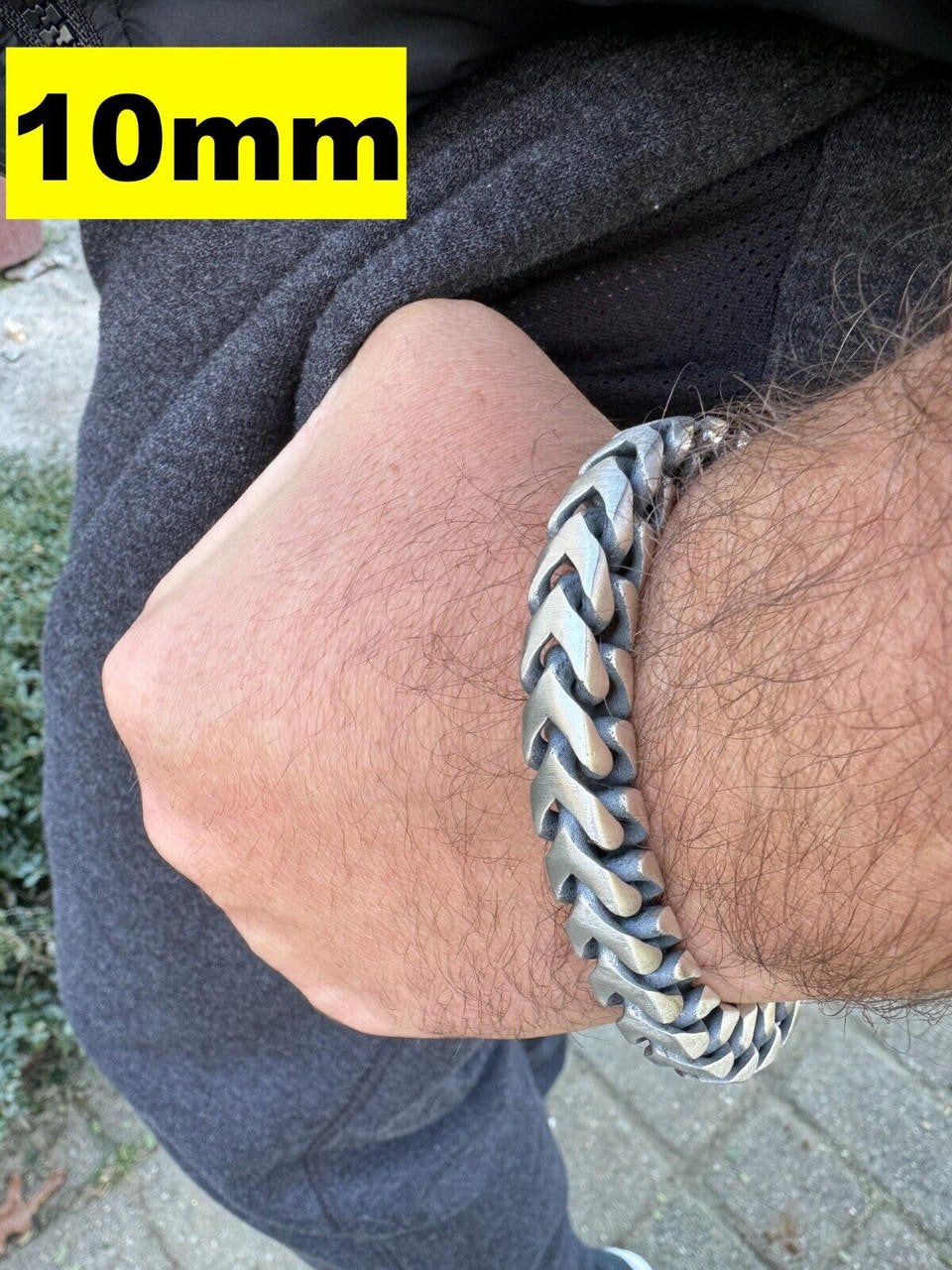 HarlemBling Modern Franco Link Bracelet W. Box Lock - Oxidized 925 Sterling Silver - 7"-9" - 4mm-10mm