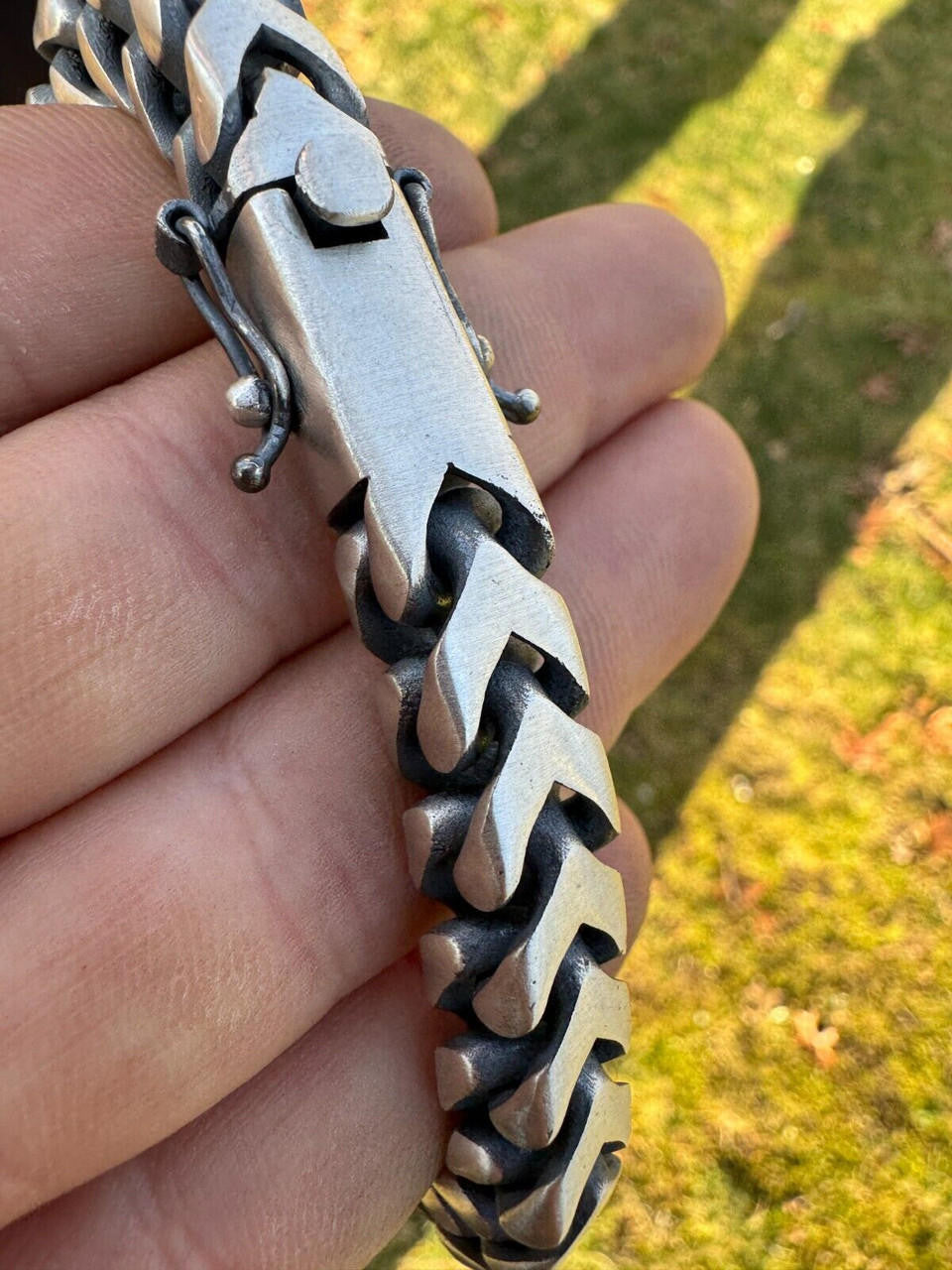 HarlemBling Modern Franco Link Chain Necklace W. Box Lock - Oxidized 925 Sterling Silver - 18"-30" - 4mm-10mm