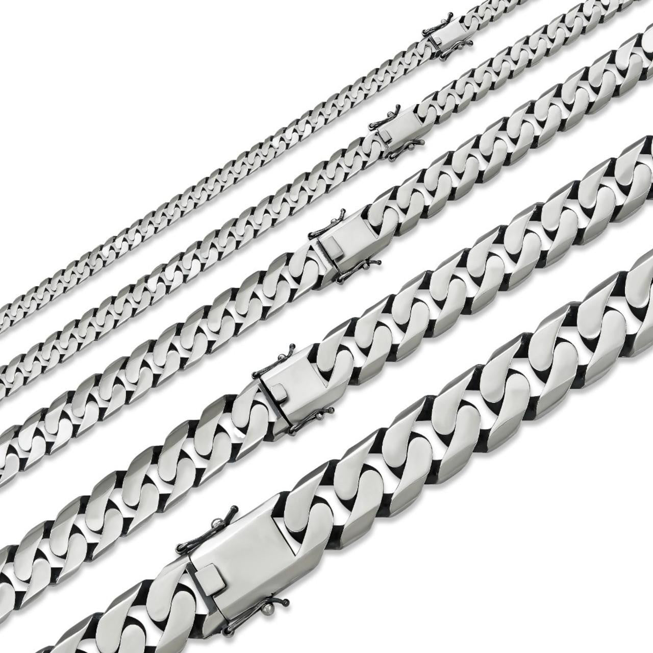 HarlemBling Modern Miami Cuban Link Chain Necklace Or Bracelet - 925 Sterling Silver Oxidized Gunmetal Finish - 7"-28" - 6mm-20mm