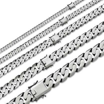 HarlemBling Modern Miami Cuban Link Chain Necklace Or Bracelet - 925 Sterling Silver Oxidized Gunmetal Finish - 7"-28" - 6mm-20mm