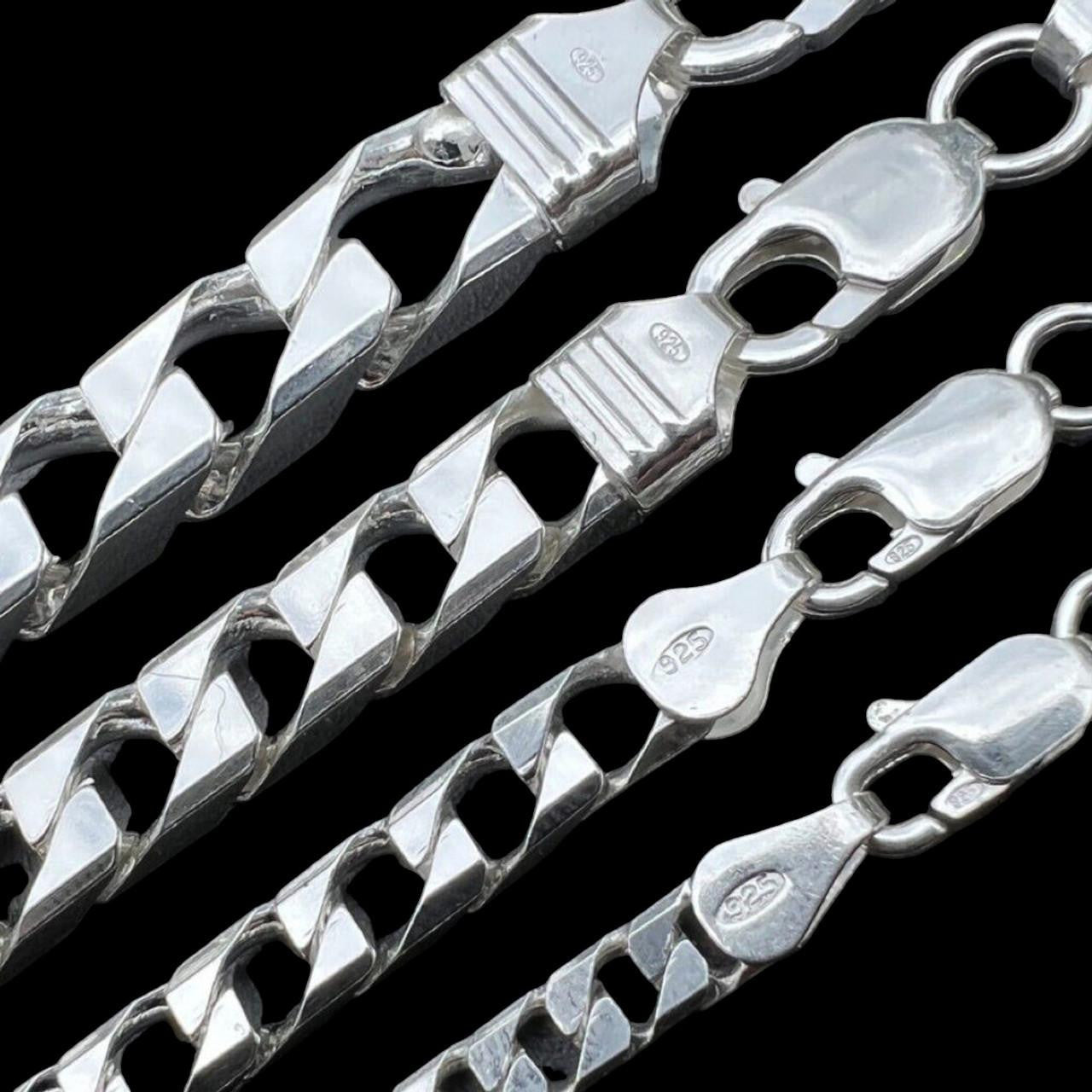 HarlemBling Modern Square Curb Link Chain Necklace Or Bracelet - 925 Sterling Silver - 7"-30" - 4mm-10mm