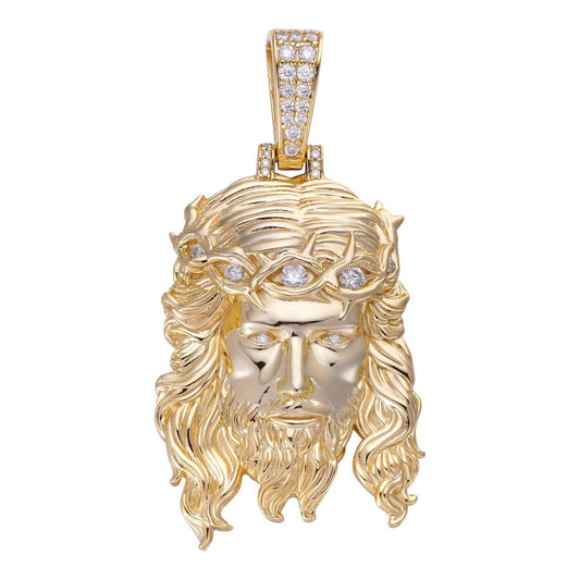 HarlemBling MOISSANITE #1 Bestseller Jesus Piece Pendant - 14k Gold Vermeil 925 Silver - 3 Sizes 1.5"-3"