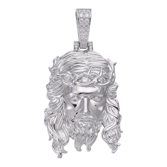 HarlemBling MOISSANITE #1 Bestseller Jesus Piece Pendant - 925 Silver - 3 Sizes 1.5"-3"