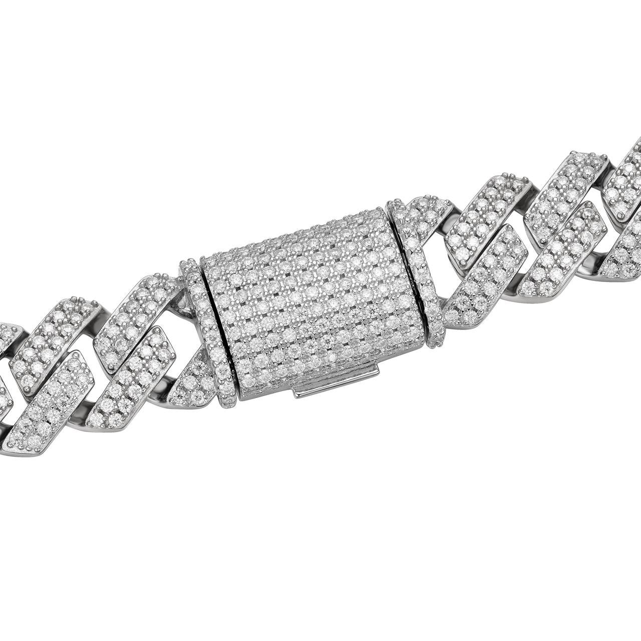 HarlemBling MOISSANITE #1 Bestseller Miami Cuban Link Prong Chain Necklace Iced Out - 925 Silver - 8mm-20mm - 18-30"